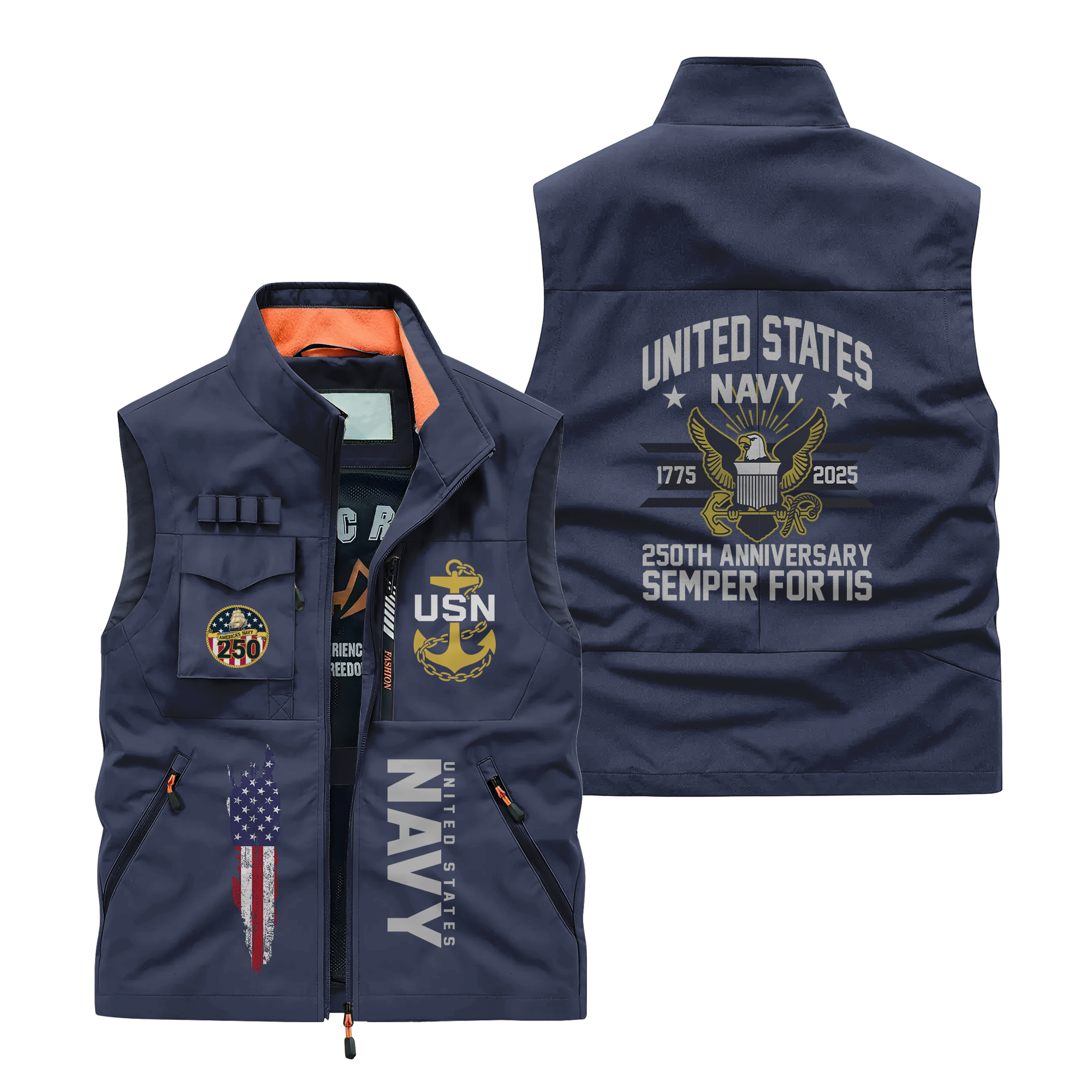 Navy 250th Anniversary Pocket Vest