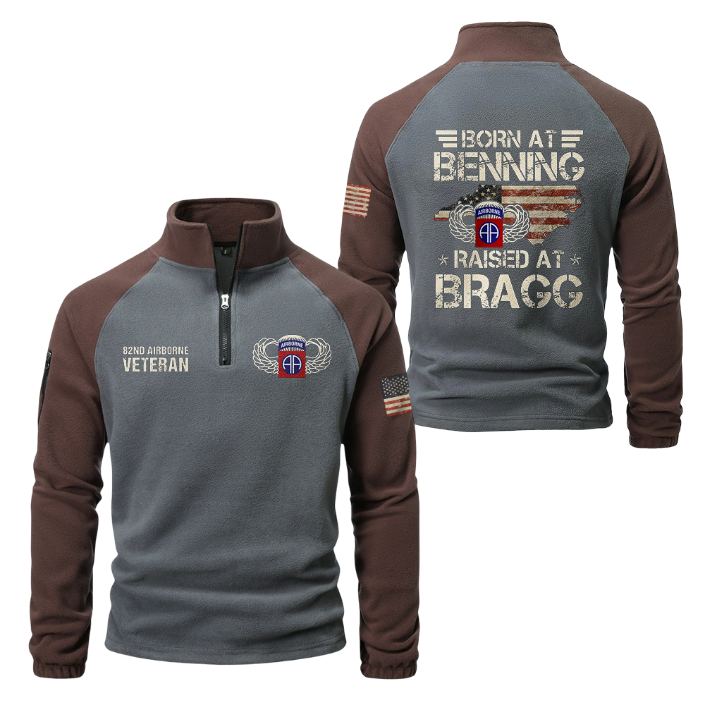 82nd Airborne Born At Benning Half-Zip Raglan Sweatshirt