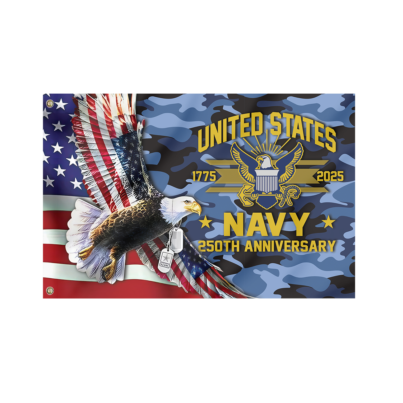 Navy 250th Anniversary House Flag
