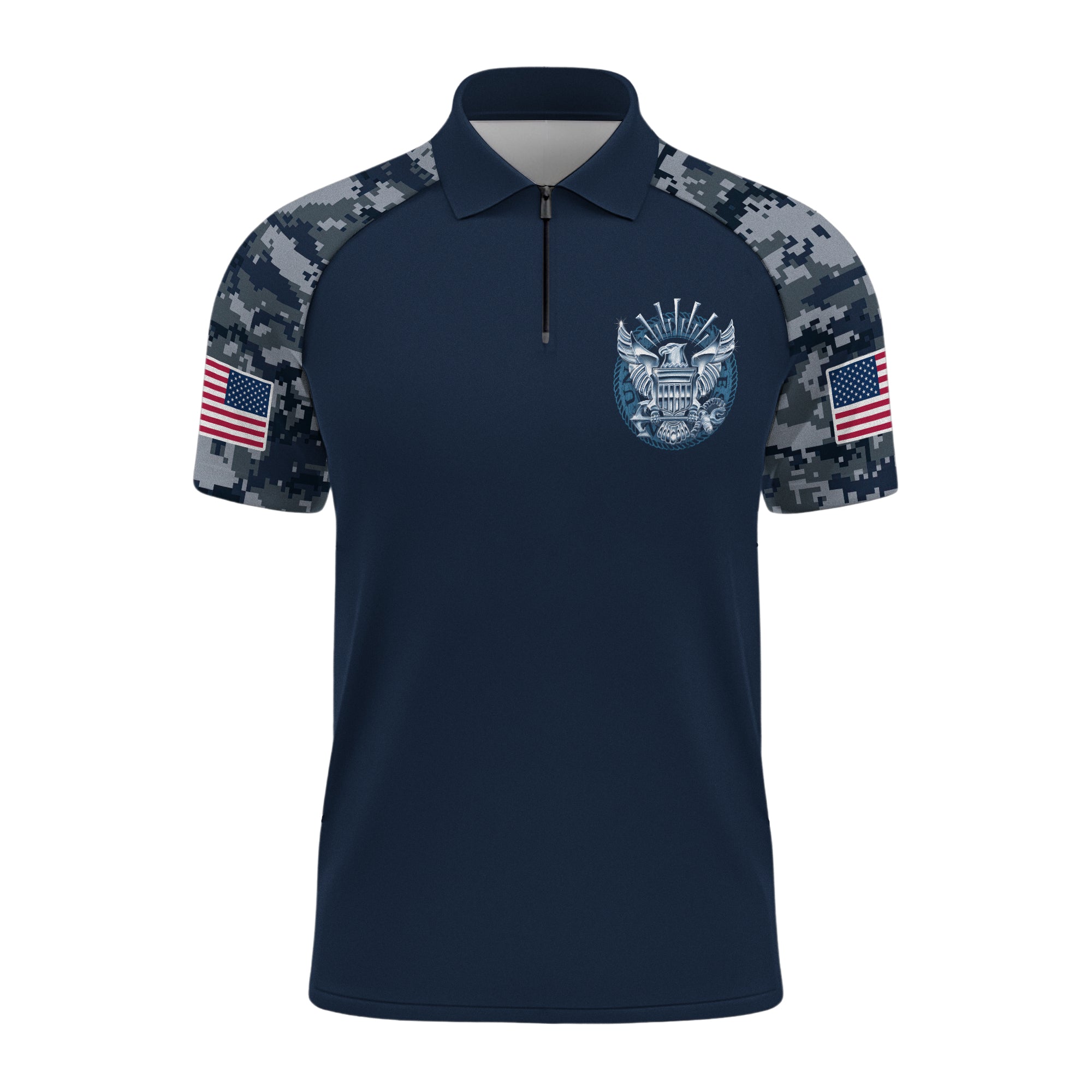 Navy 250th Anniversary Raglan Zip Polo Shirt