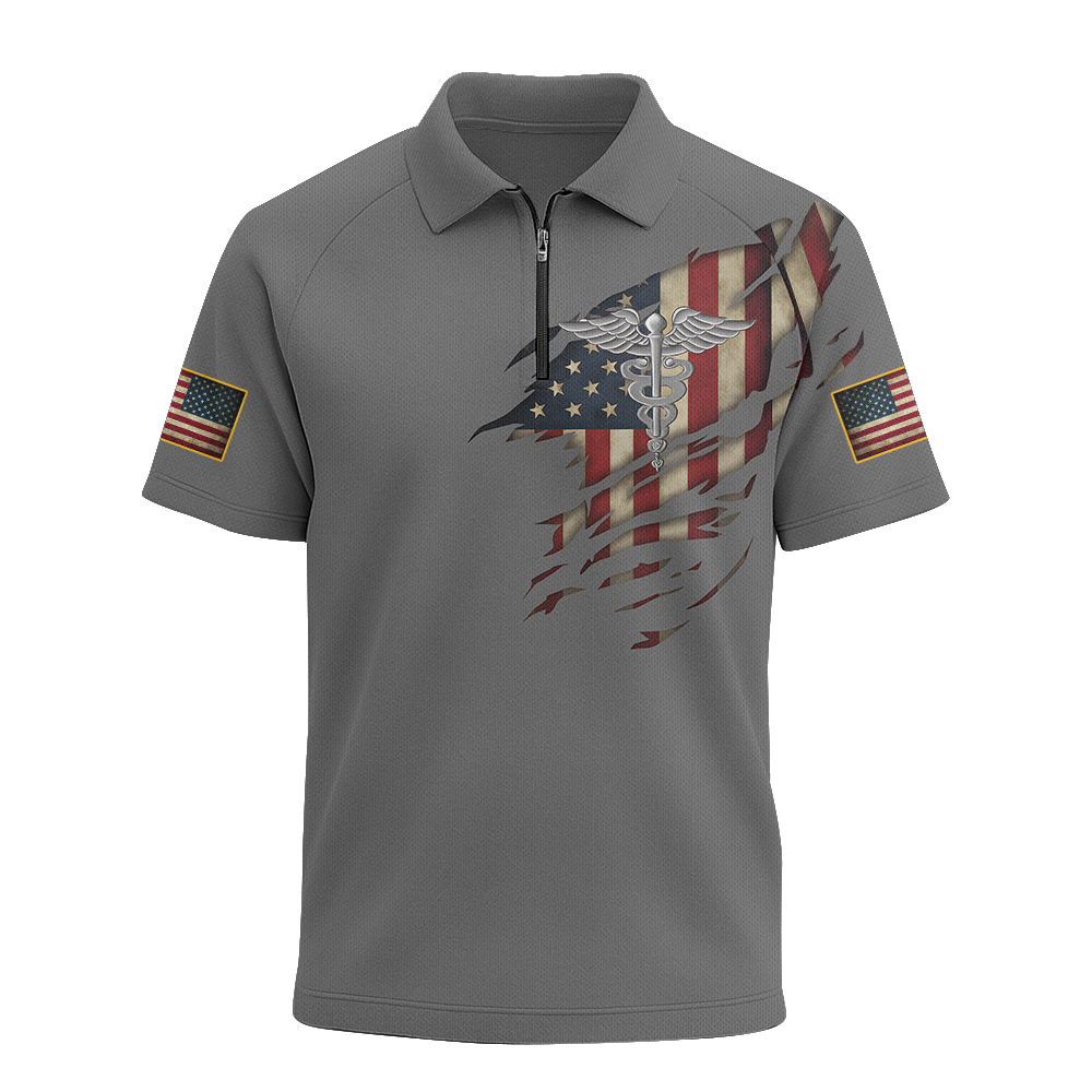 Navy Corpsman Raglan Zip Polo Shirt