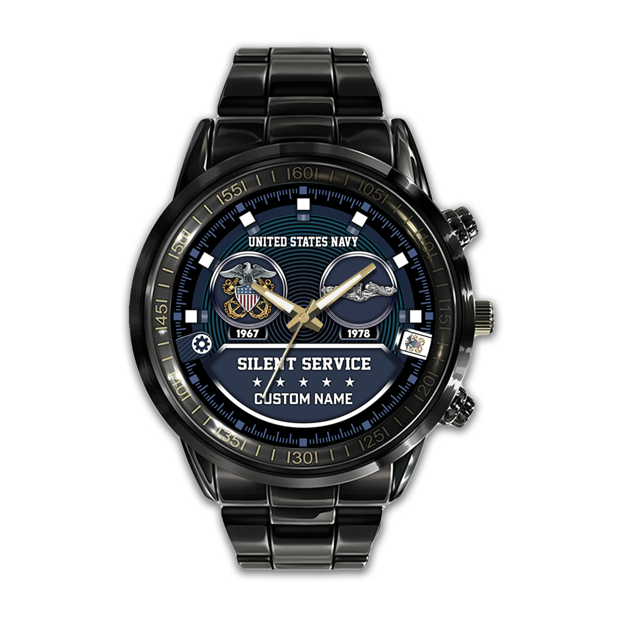 Personalizable Navy Submarine Stainless Steel Watch