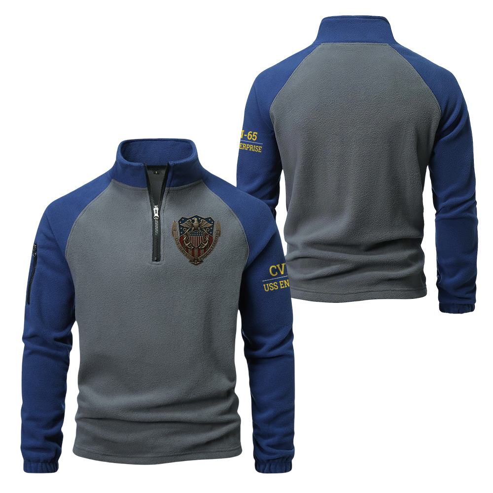 Personalizable Navy Proudly Served Half-Zip Raglan Sweatshirt