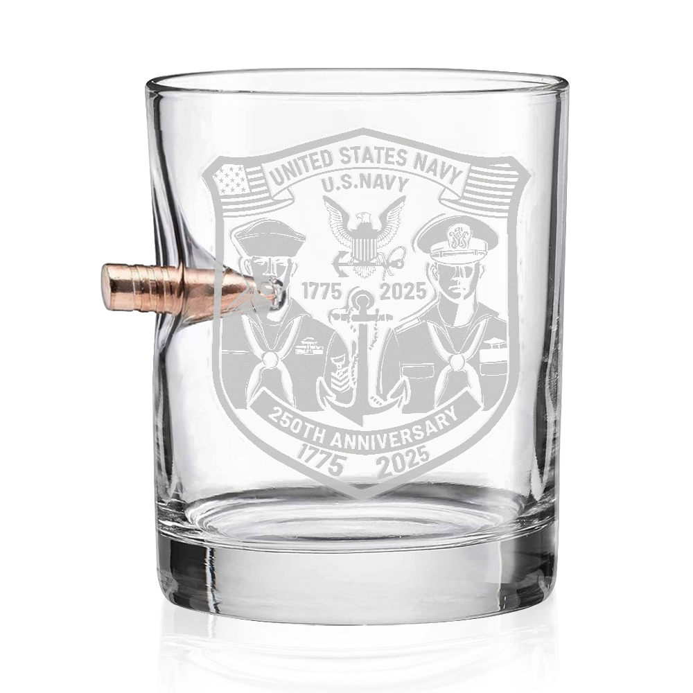 Navy 250th Anniversary Bullet Whiskey Glass