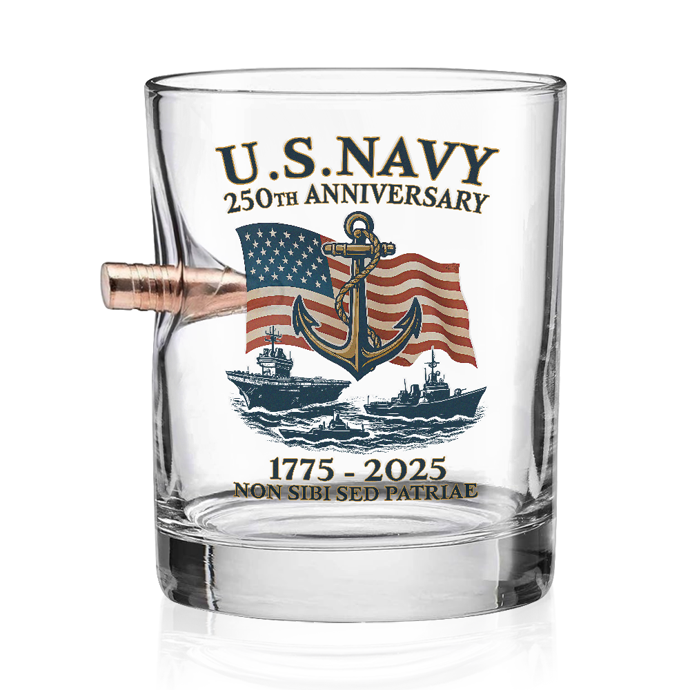 Navy 250th Anniversary Bullet Whiskey Glass
