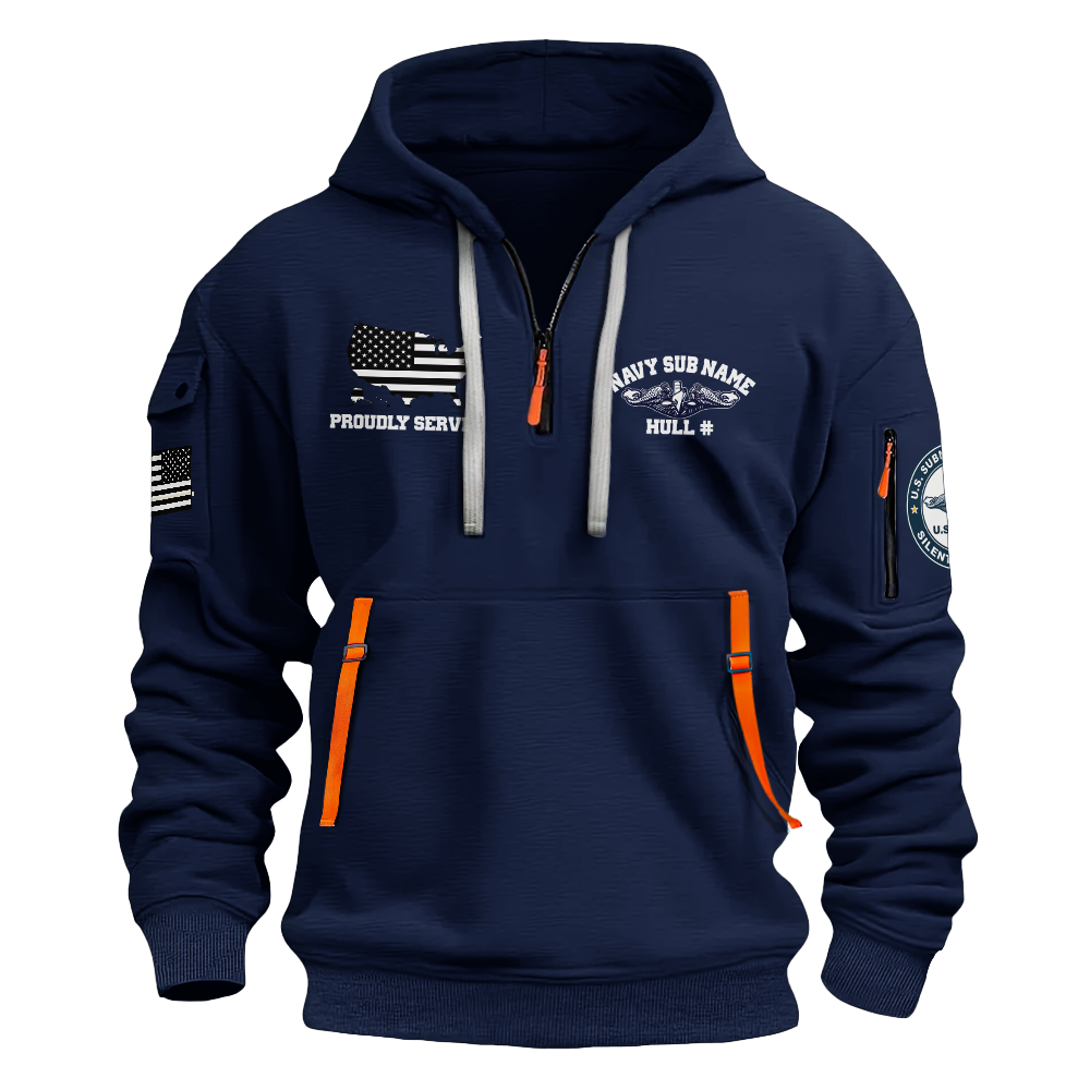 Personalizable Navy Submarines Silent Service Quarter Zip Hoodie