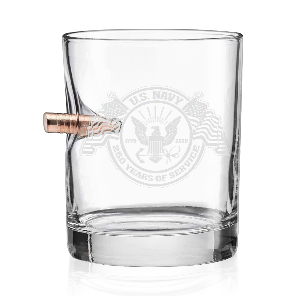 Navy 250th Anniversary Bullet Whiskey Glass