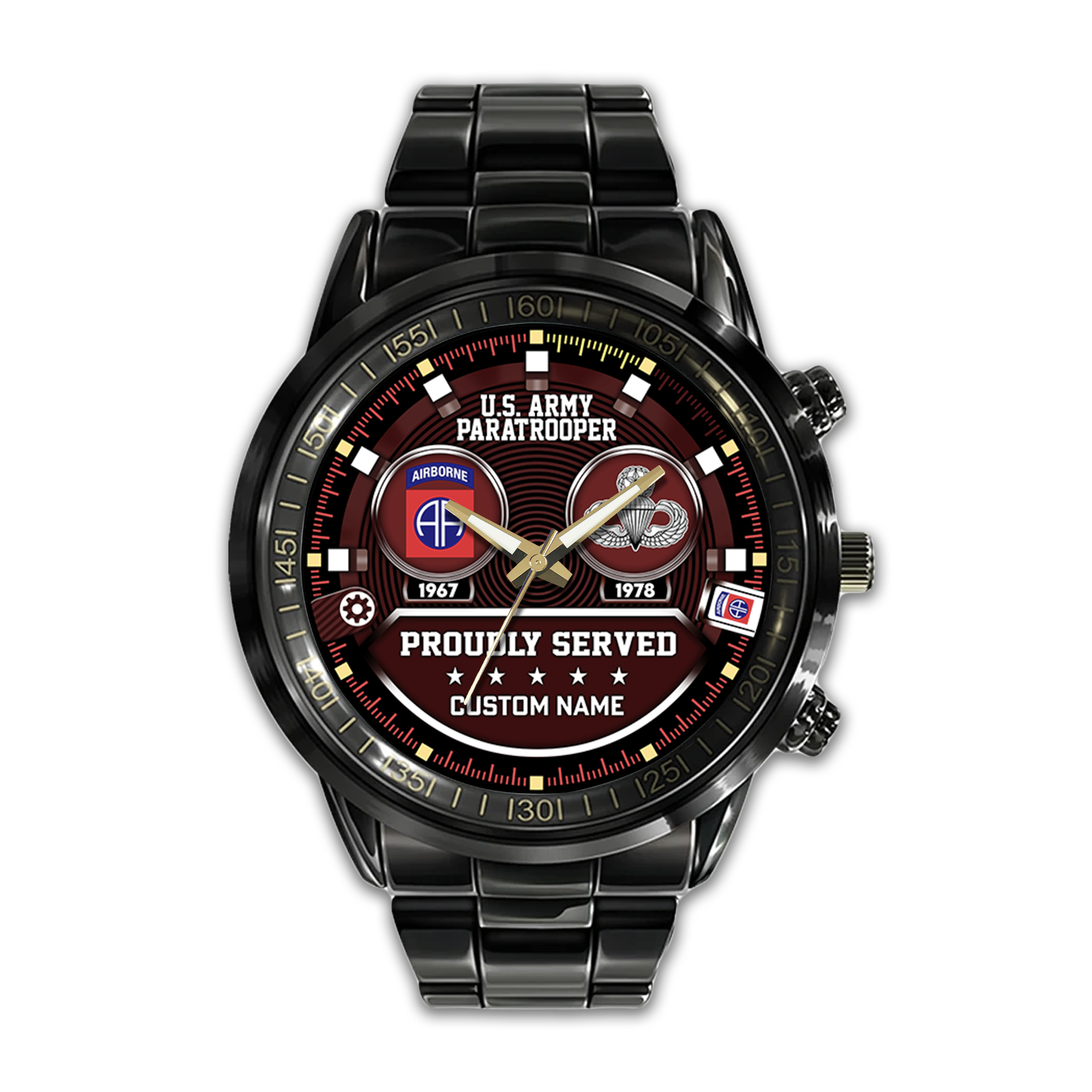 Personalizable Army Paratrooper Stainless Steel Watch