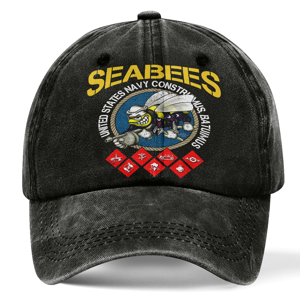 Personalizable Navy Seabee Washed Cap