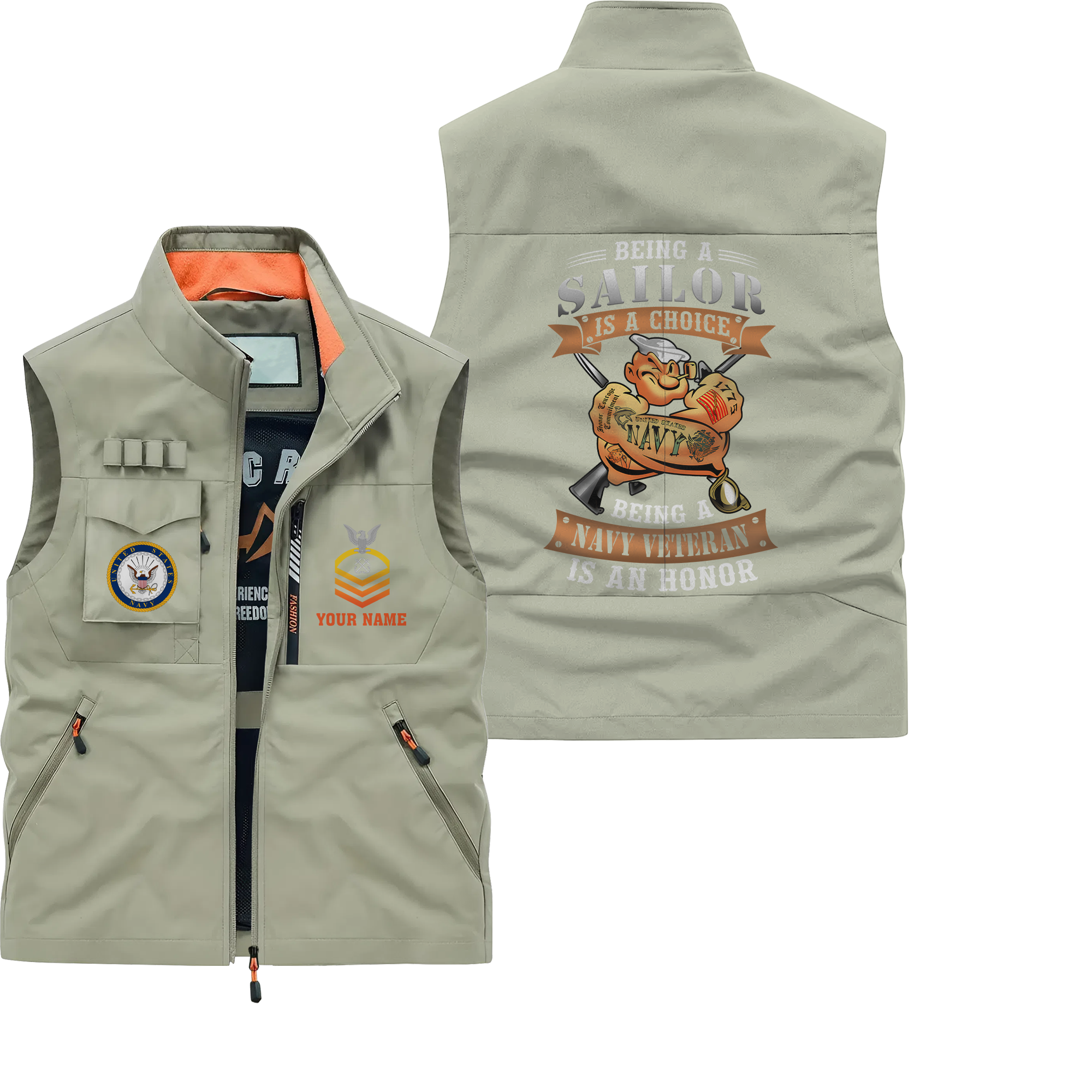 Personalizable Being A Navy Veteran Is An Honor Pocket Vest