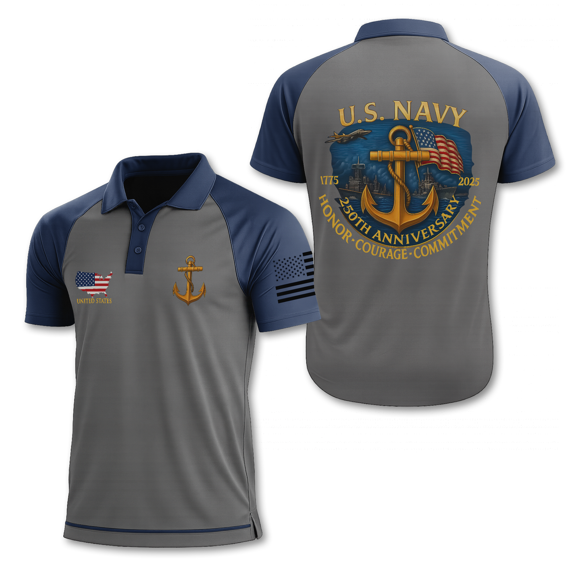Navy 250th Anniversary Polo Shirt