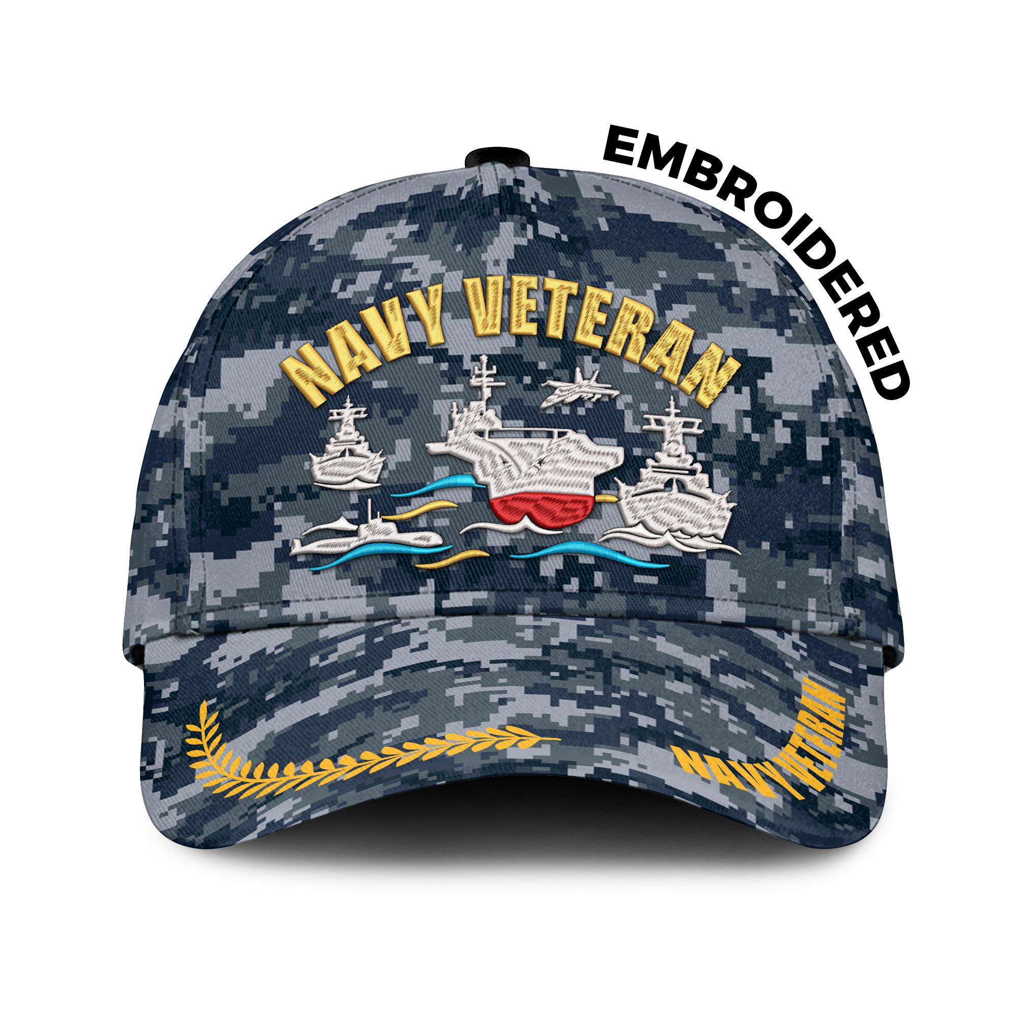 Navy Veteran Embroidered & Printed Cap