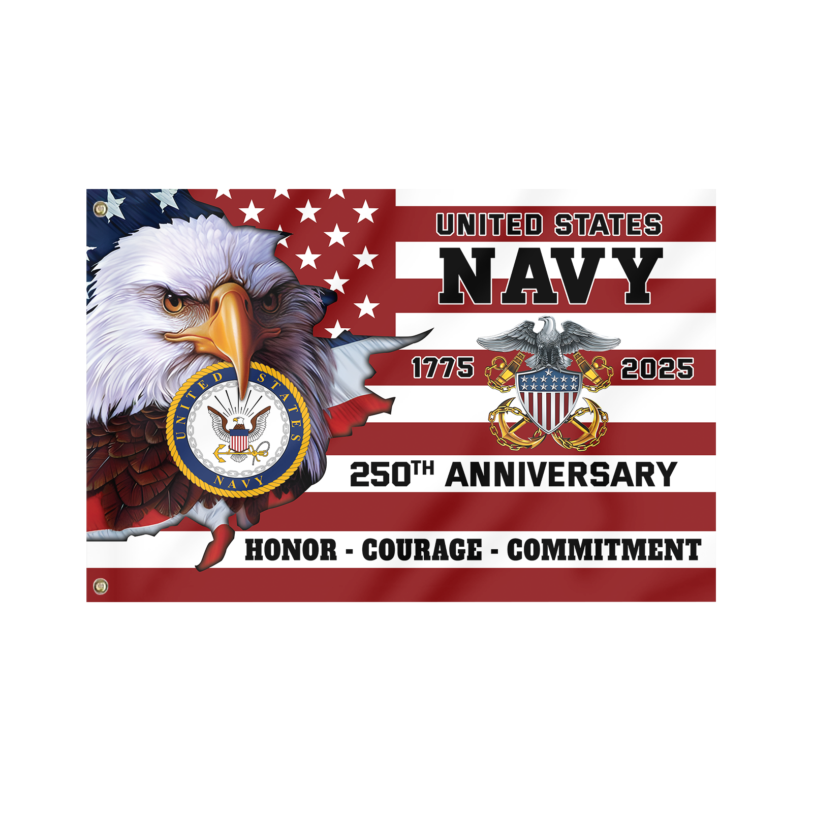 Navy 250th Anniversary House Flag