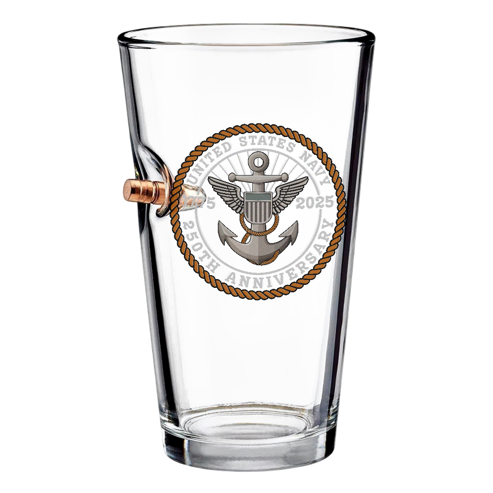 Navy 250th Anniversary Bullet Pint Glass