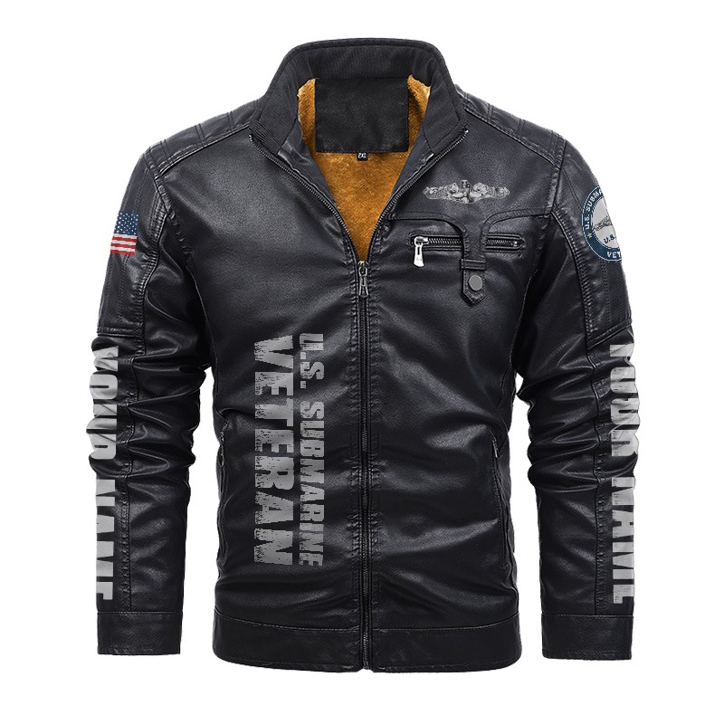 Personalizable Navy Submarine I am The .02% Leather Jacket