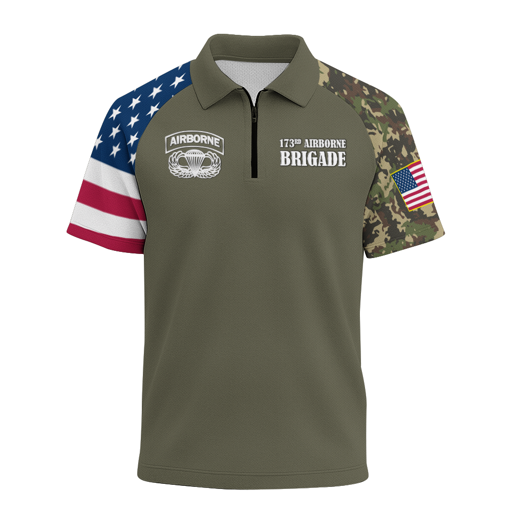 173rd Airborne Brigade Raglan Zip Polo Shirt