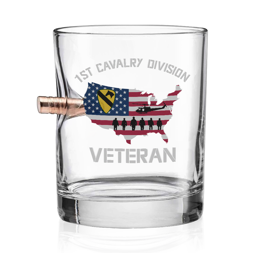 1st Cavalry Division Veteran Bullet Whiskey Glass