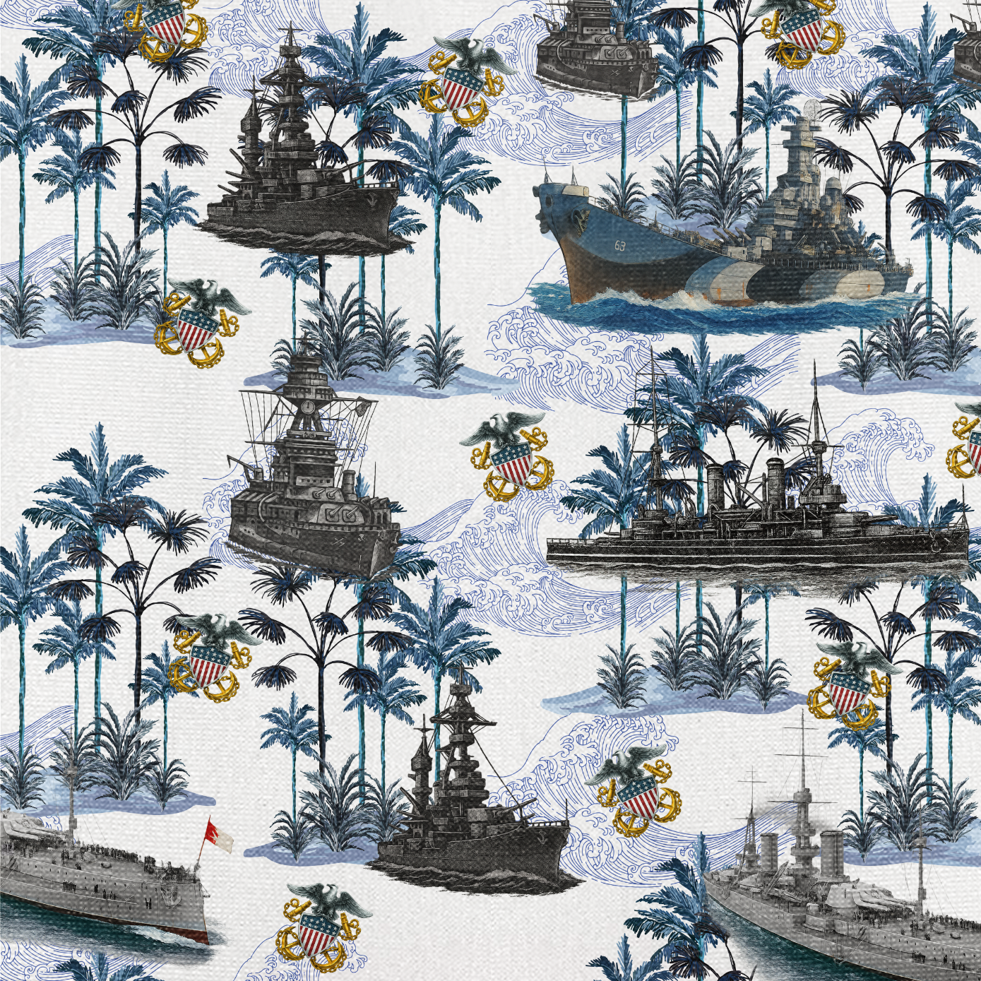 Navy Tropical Cuban Shirt