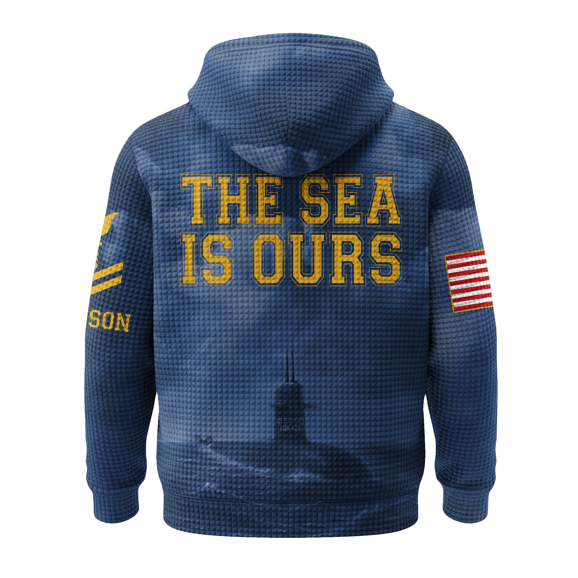 Personalizable Navy Submarine Quarter Zip Waffle Hoodie