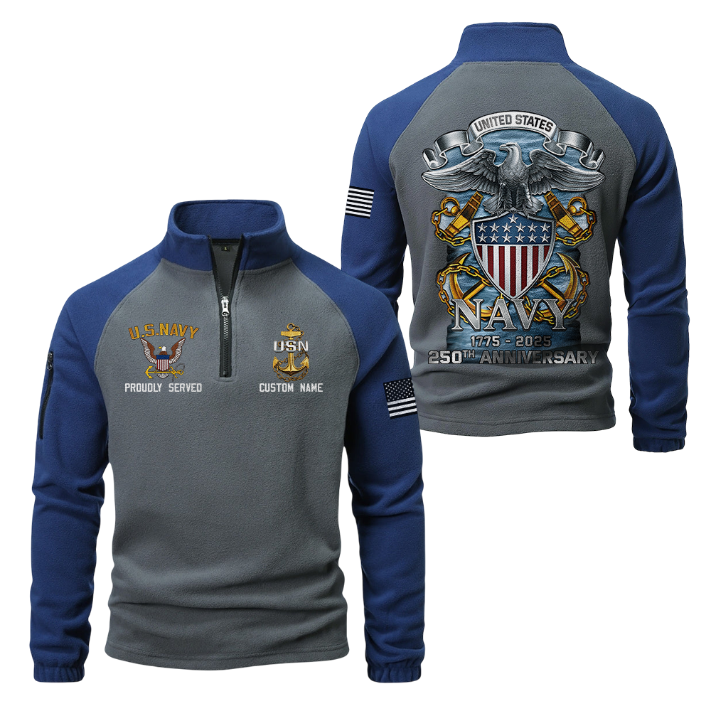 Personalizable Navy 250th Anniversary Half-Zip Raglan Sweatshirt
