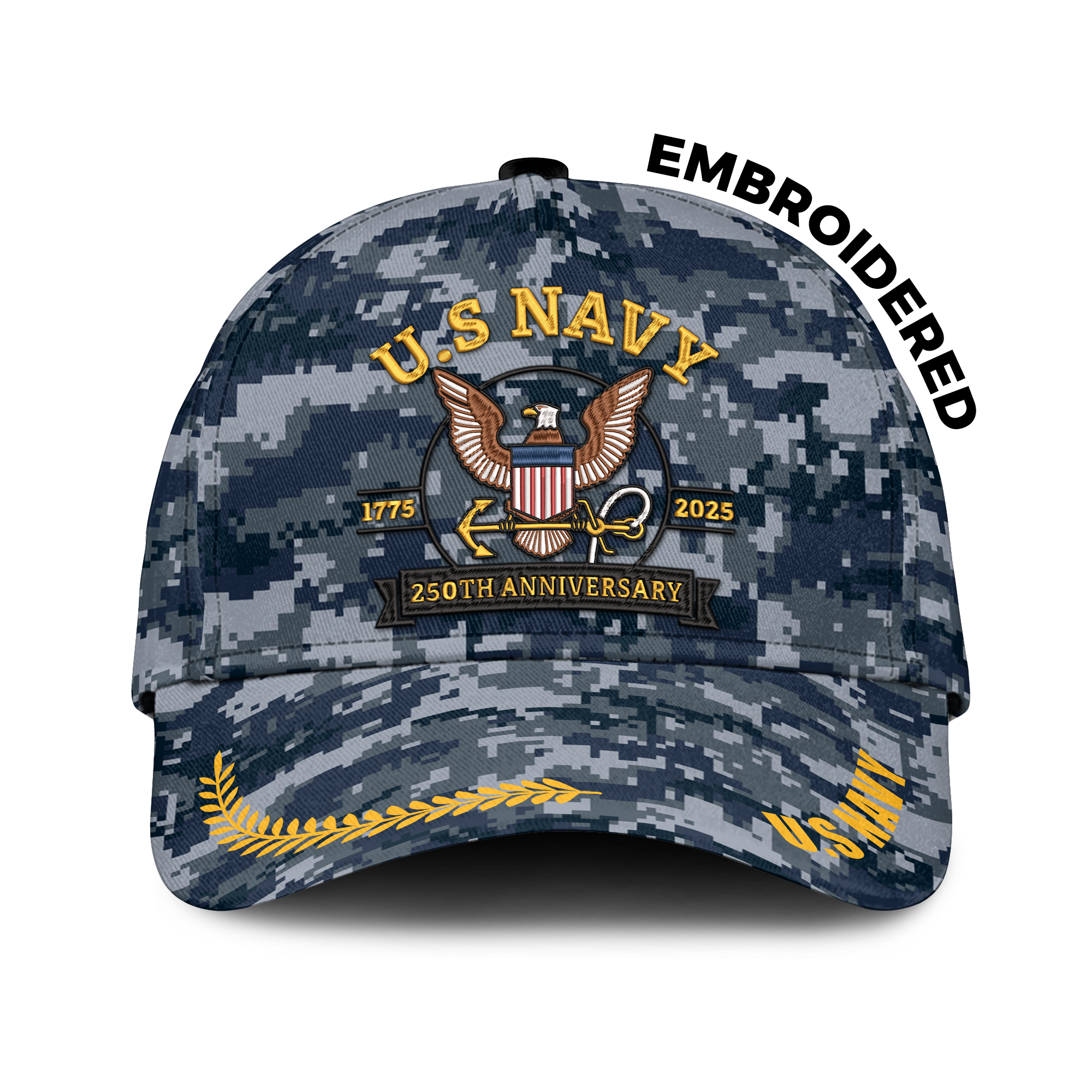 Navy 250th Anniversary Embroidered & Printed Cap