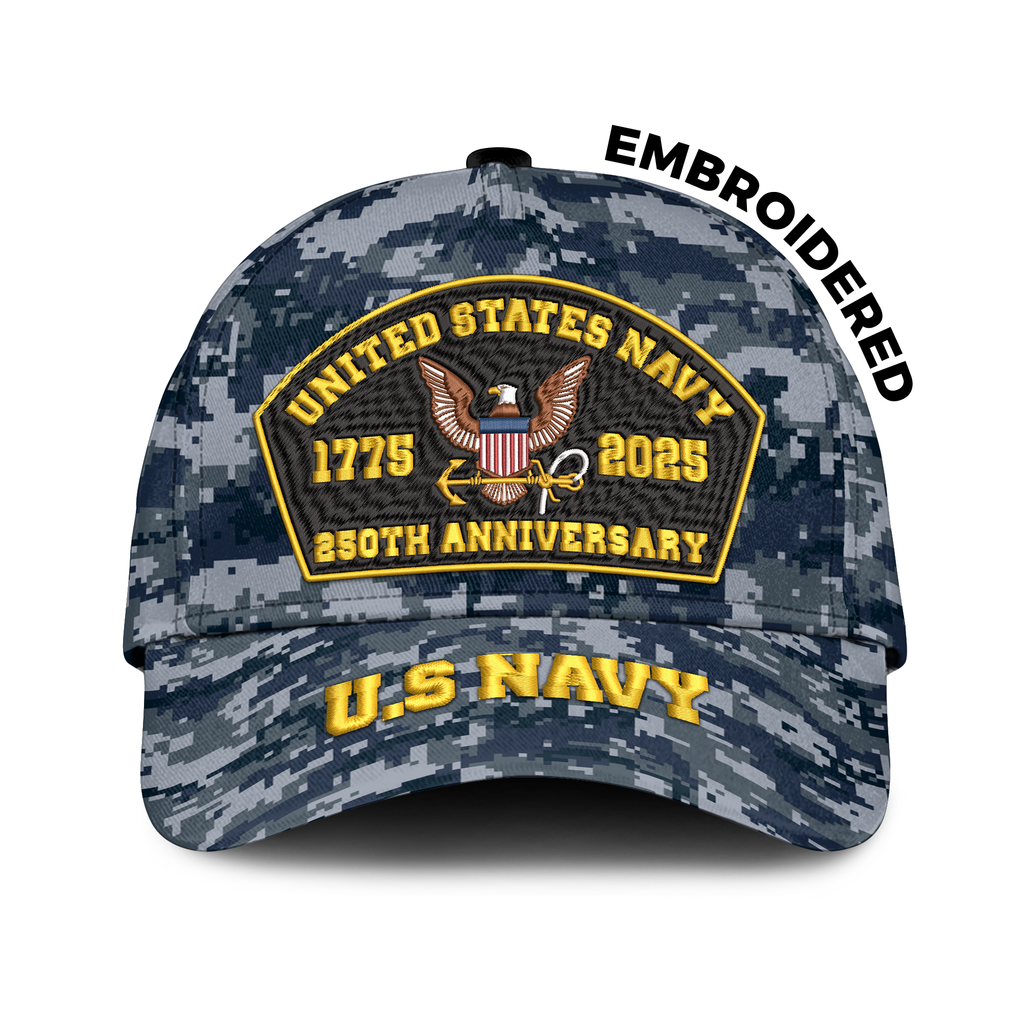 Navy 250th Anniversary Embroidered & Printed Cap