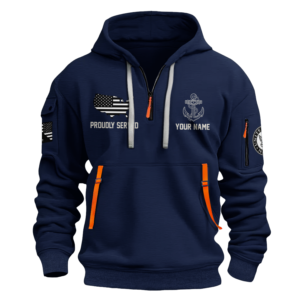 Personalizable Navy What Doesn't Kill You Makes You Stronger Quarter Zip Hoodie