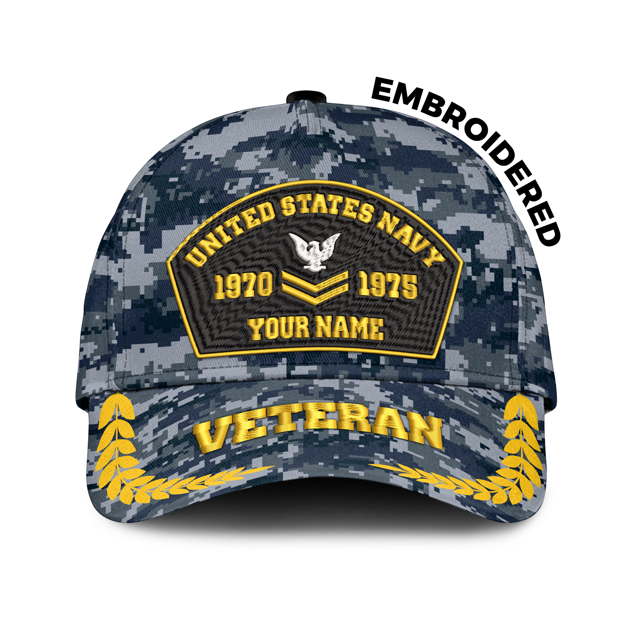 Personalizable Navy Veteran Embroidered & Printed Cap