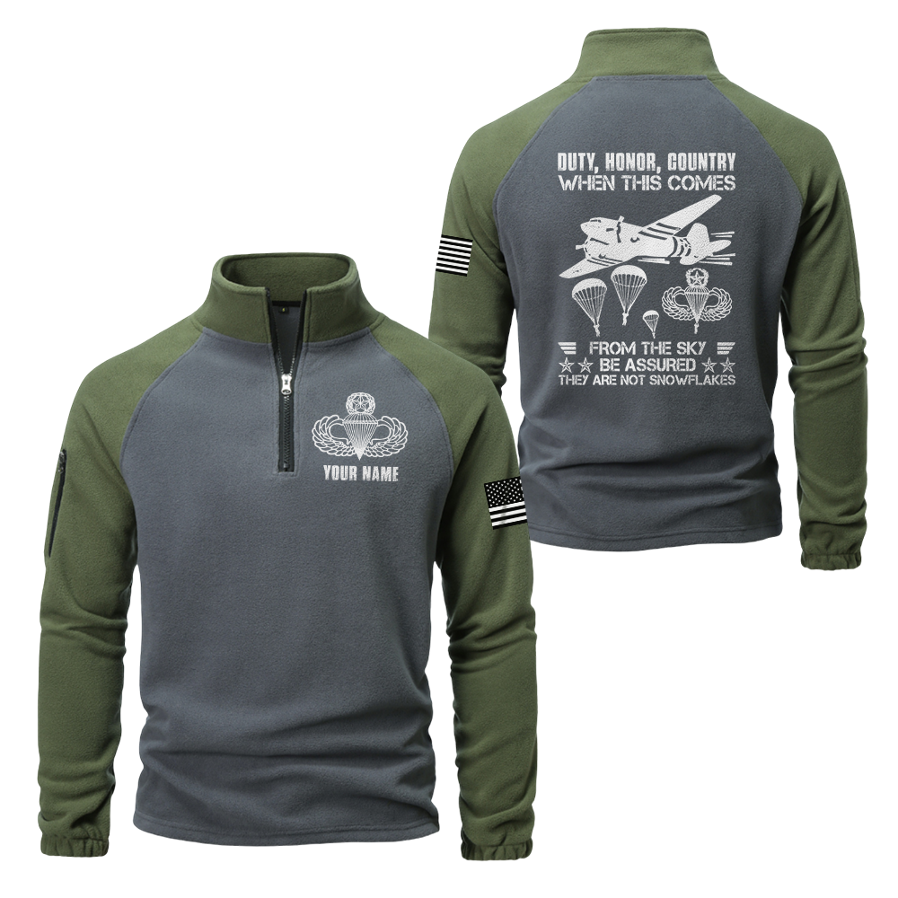 Personalizable Airborne Duty Honor Country Half-Zip Raglan Sweatshirt