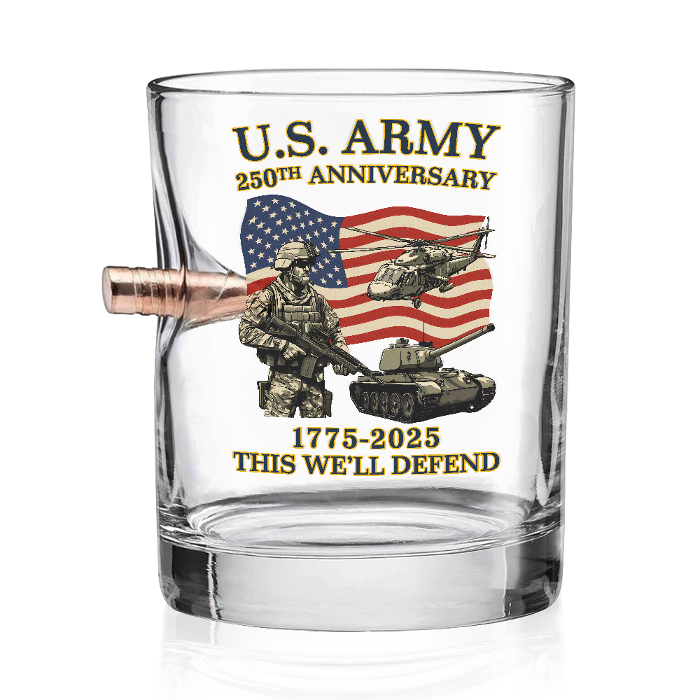 Army 250th Anniversary Bullet Whiskey Glass