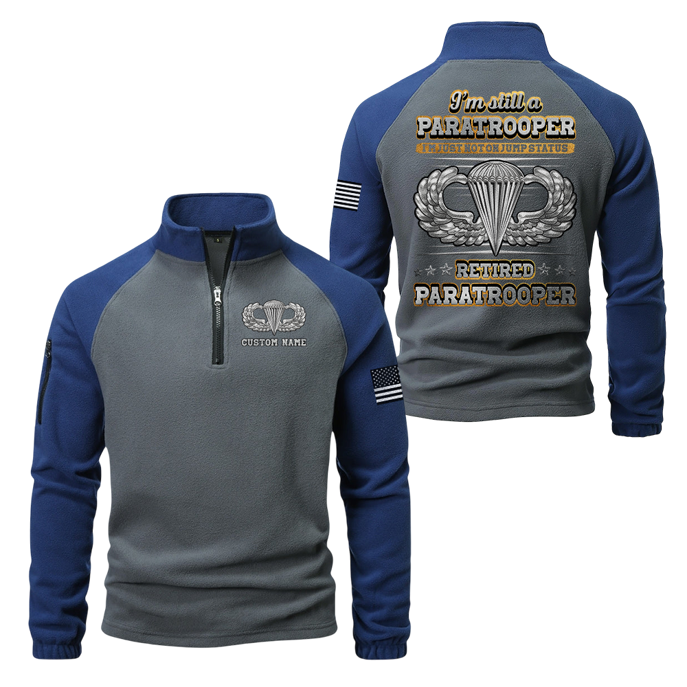 Personalizable Retired Paratrooper Half-Zip Raglan Sweatshirt