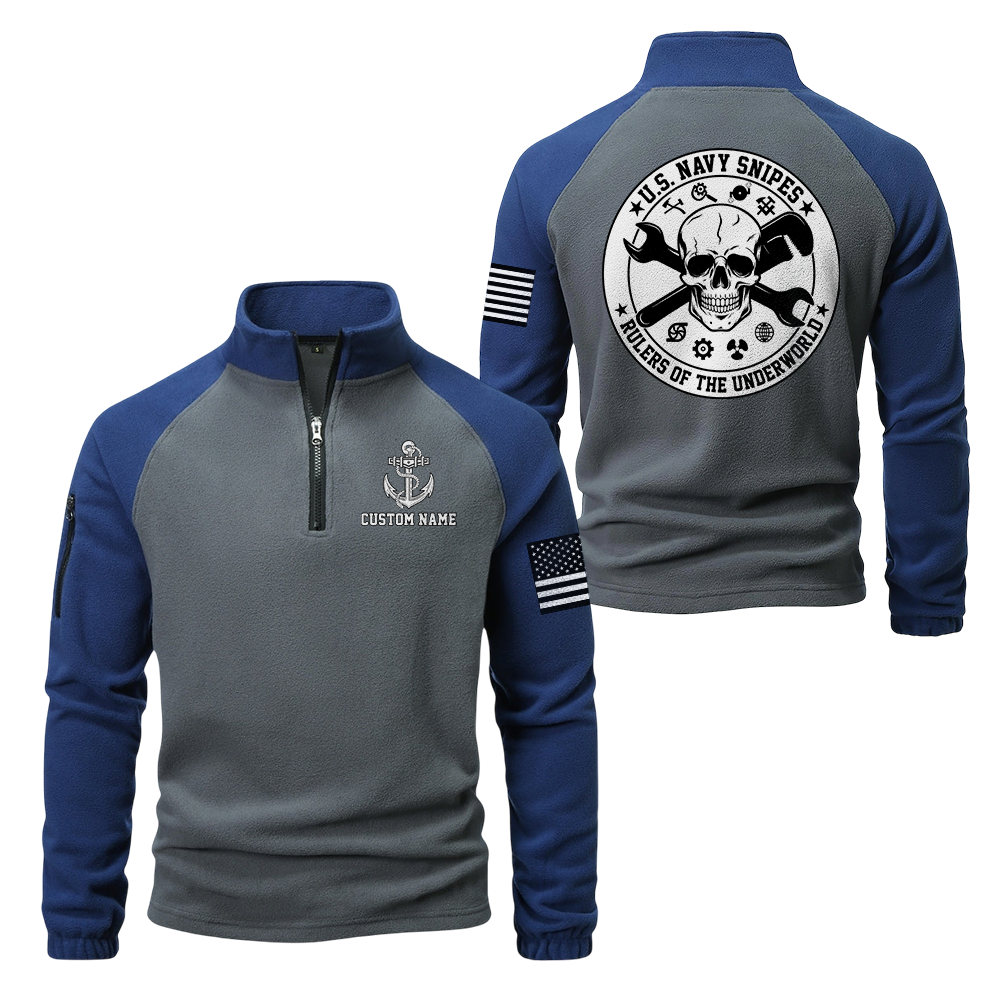 Personalizable Navy Snipes Half-Zip Raglan Sweatshirt