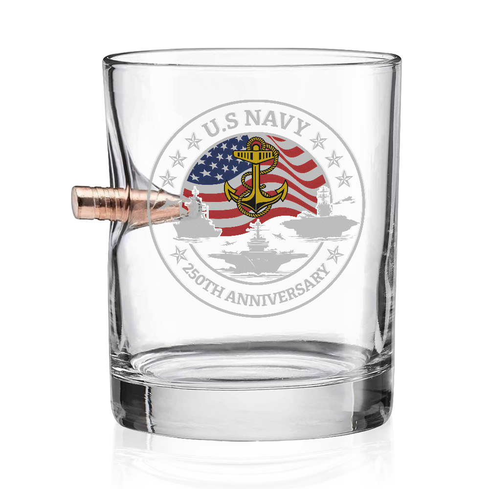 Navy 250th Anniversary Bullet Whiskey Glass