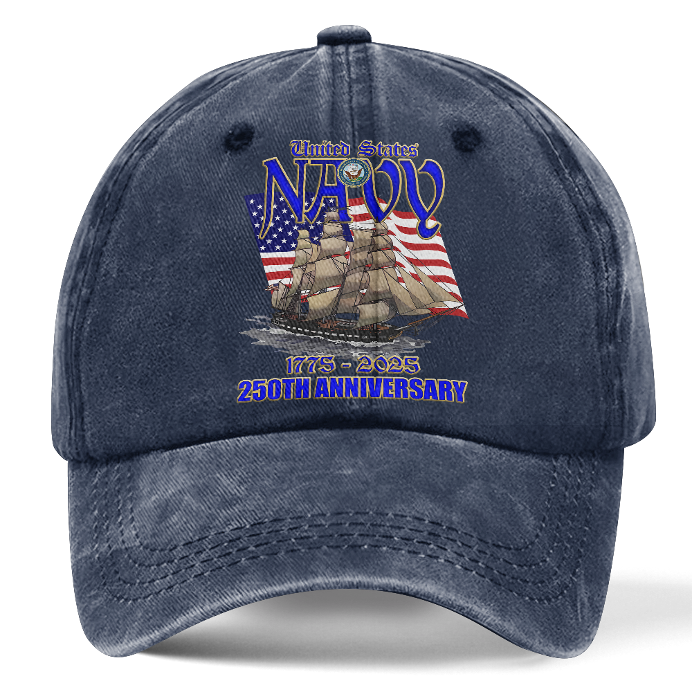 Personalizable Navy 250th Anniversary Washed Cap