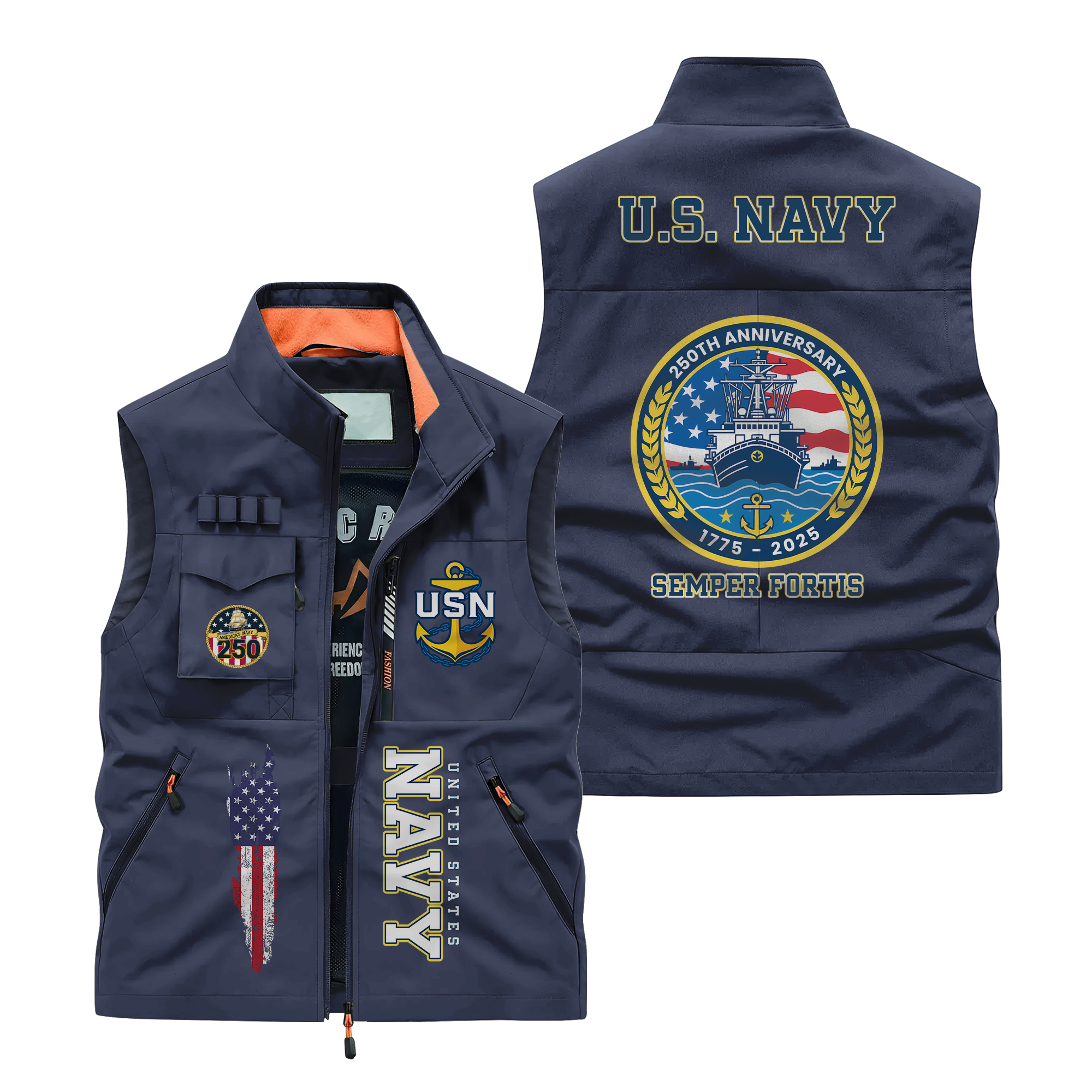 Navy 250th Anniversary Pocket Vest