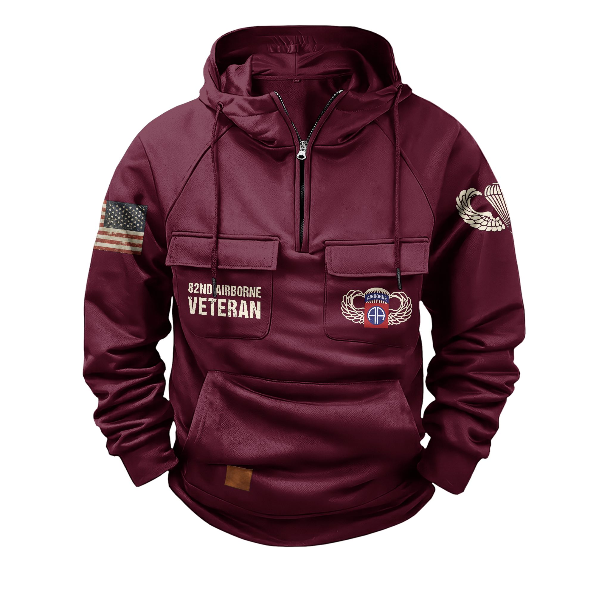 Born At Benning Raised At Bragg Vintage Quarter Zip Hoodie