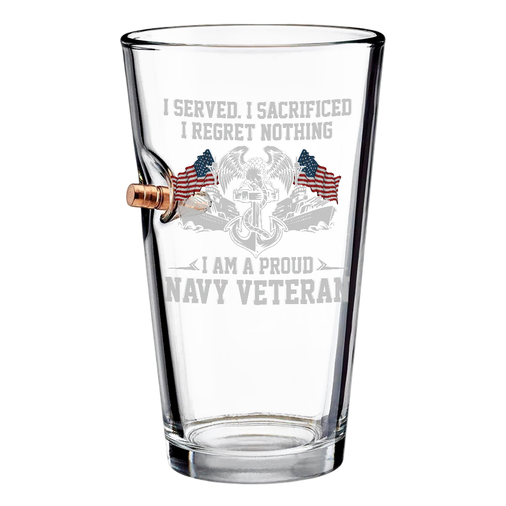 I Am A Navy Veteran Bullet Pint Glass