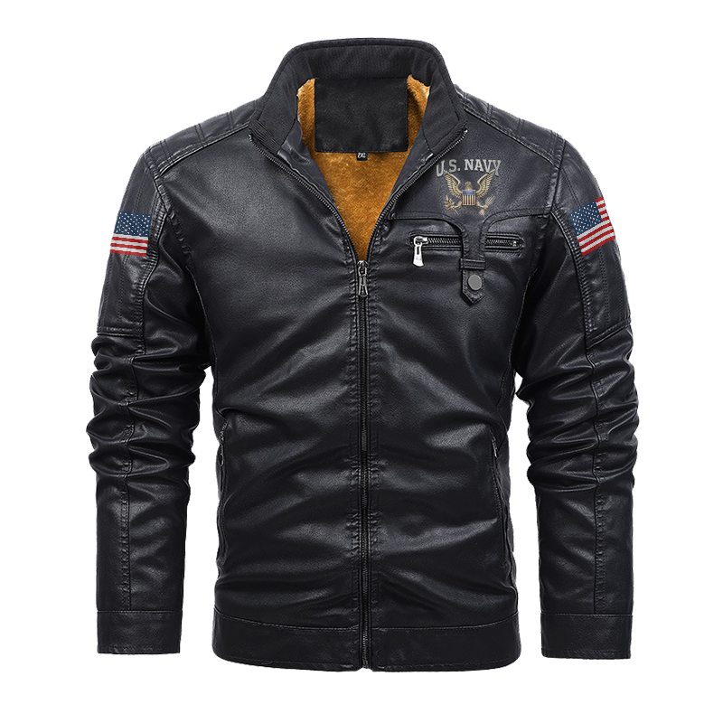 Navy Leather Jacket