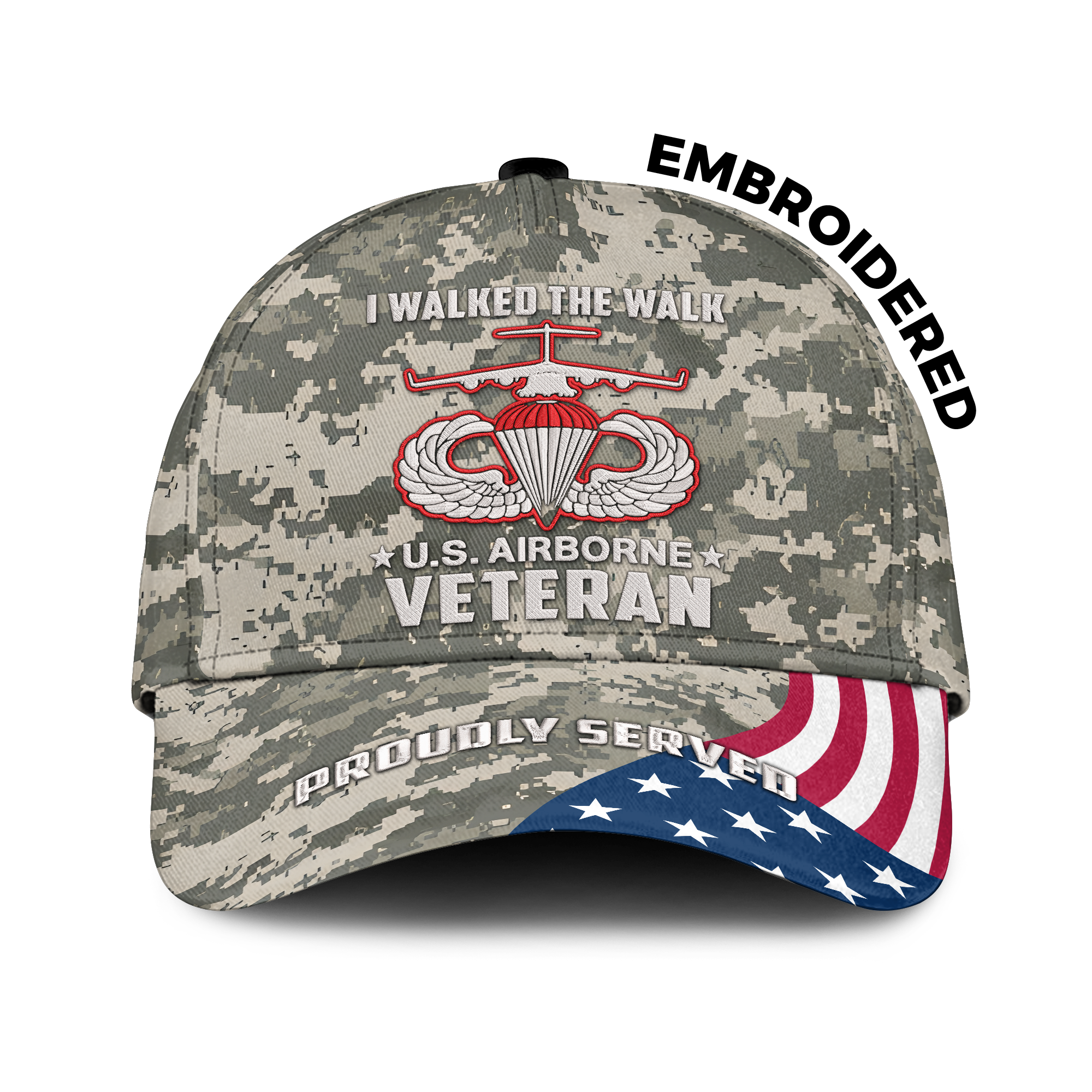 I Walked The Walk Airborne Veteran Embroidered & Printed Cap