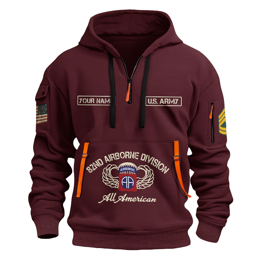 Personalizable Airborne Born At Benning Raised At Bragg Quarter Zip Hoodie