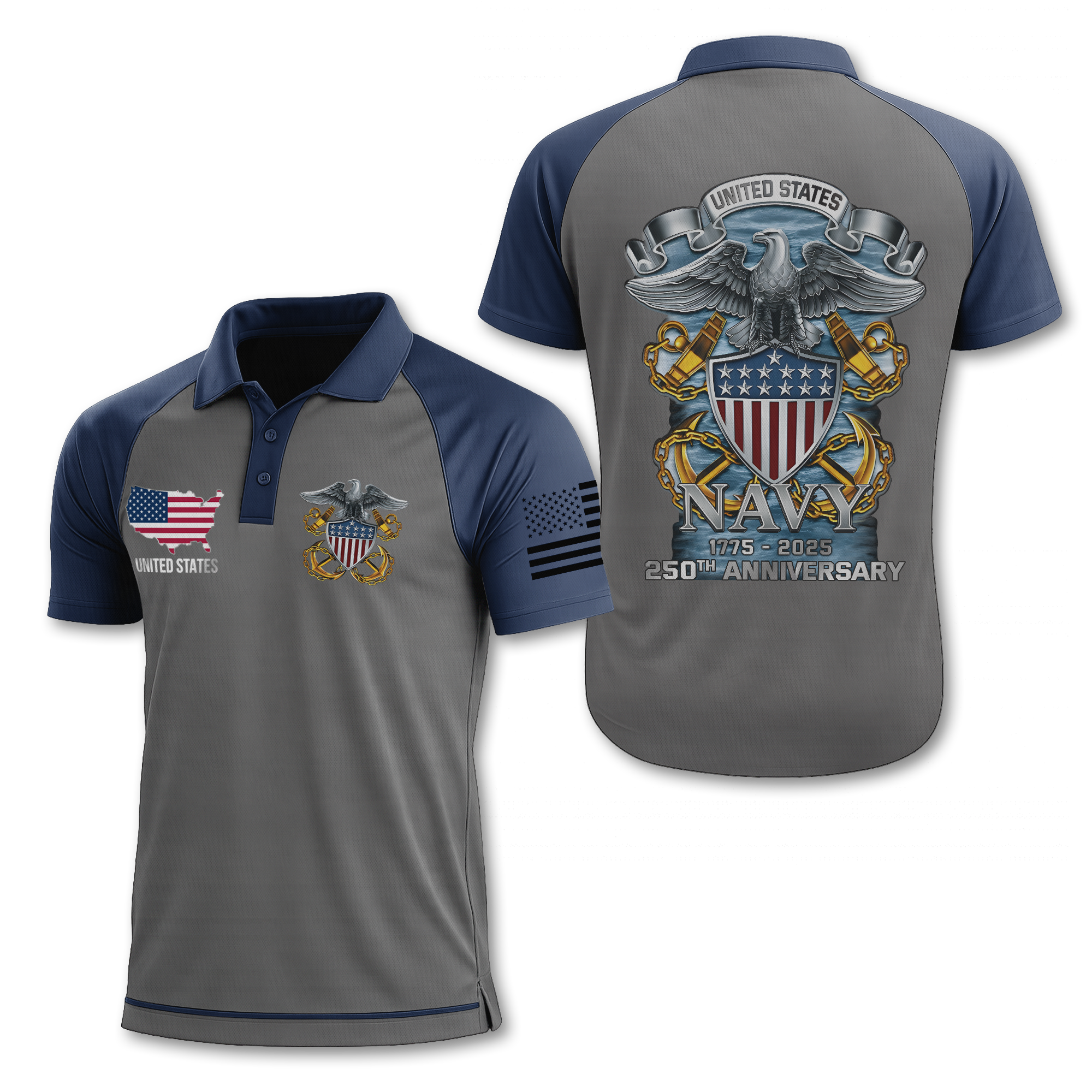 Navy 250th Anniversary Polo Shirt