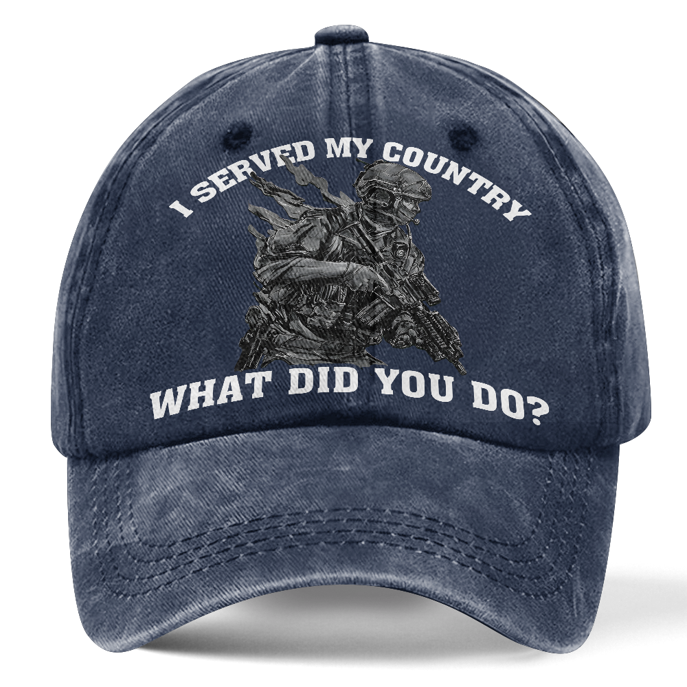 Personalizable US Veteran I Served My Country Washed Cap