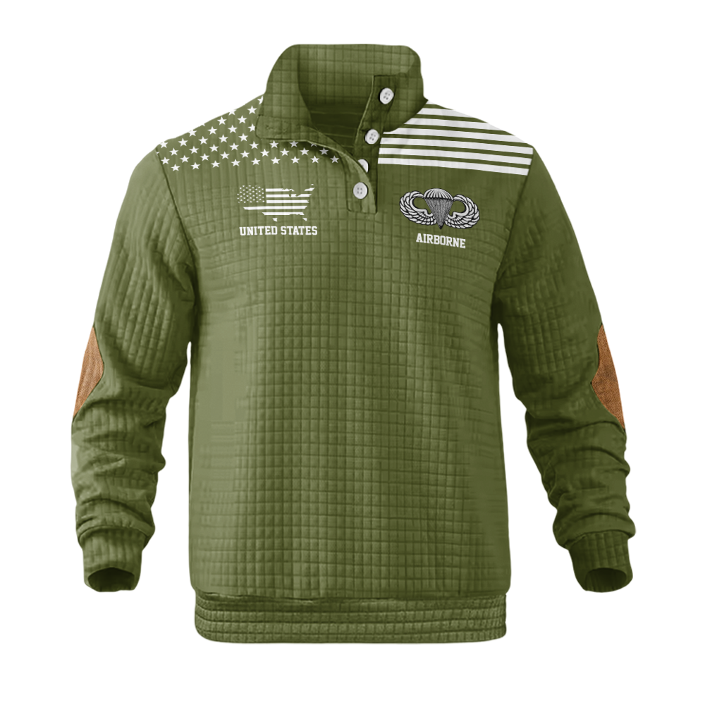 Airborne I Did This For A Living Waffle Stand Collar Sweatshirt