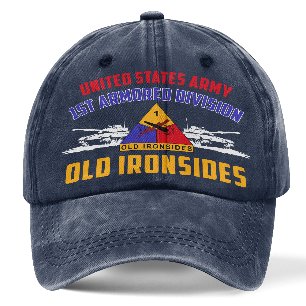 Personalizable Army 1st Armored Division Washed Cap