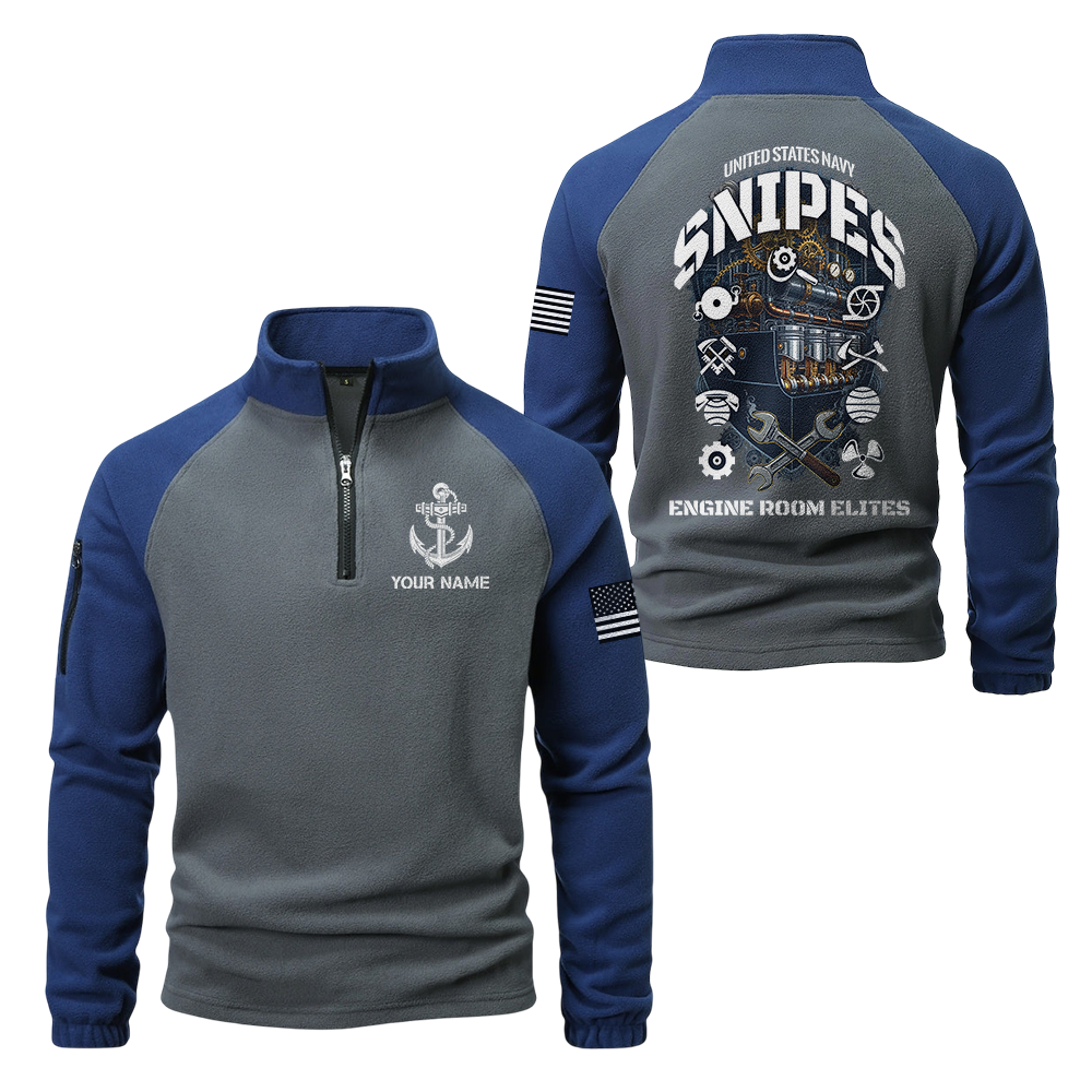 Personalizable Navy Snipes Half-Zip Raglan Sweatshirt