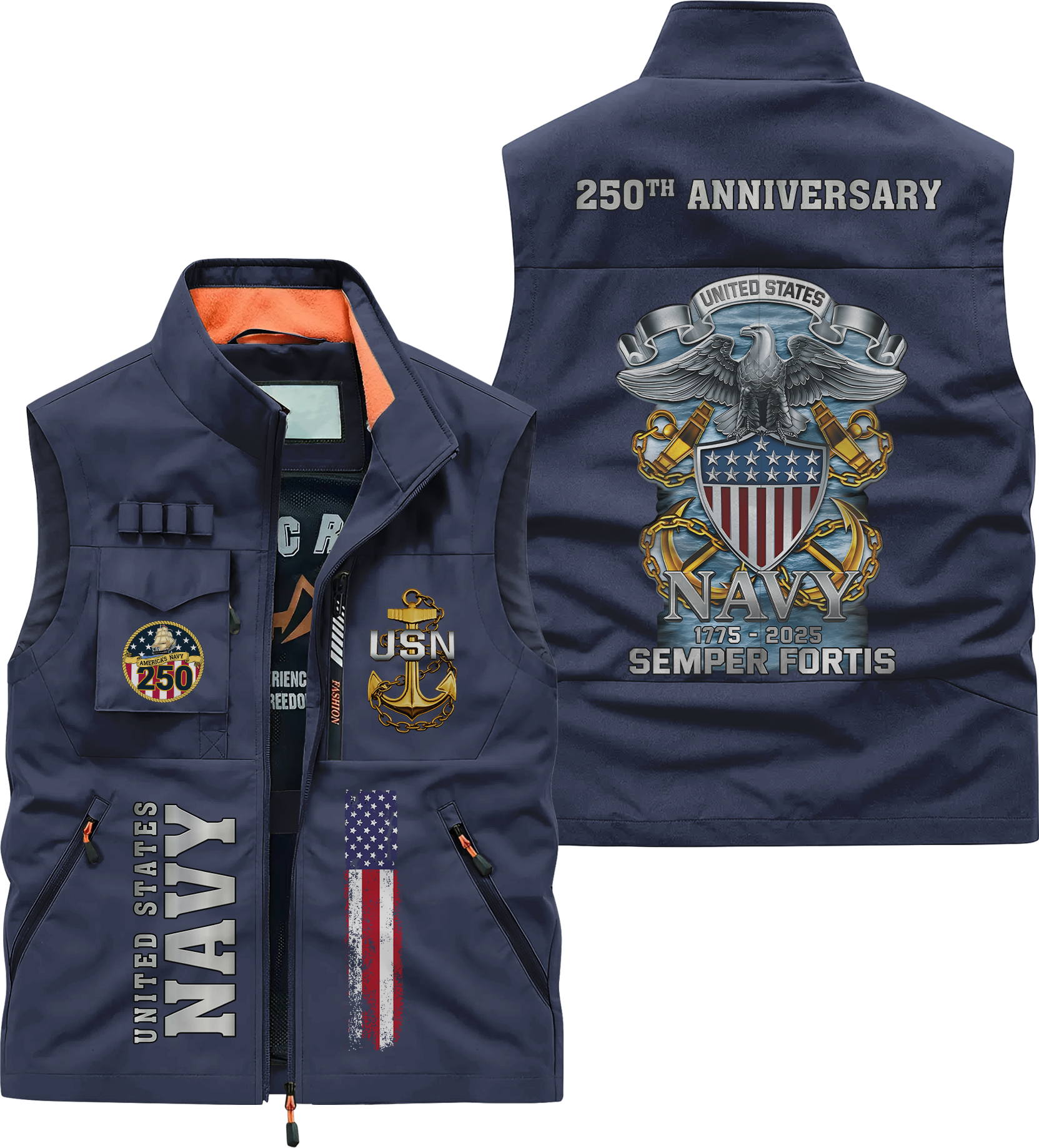 Navy 250th Anniversary Pocket Vest