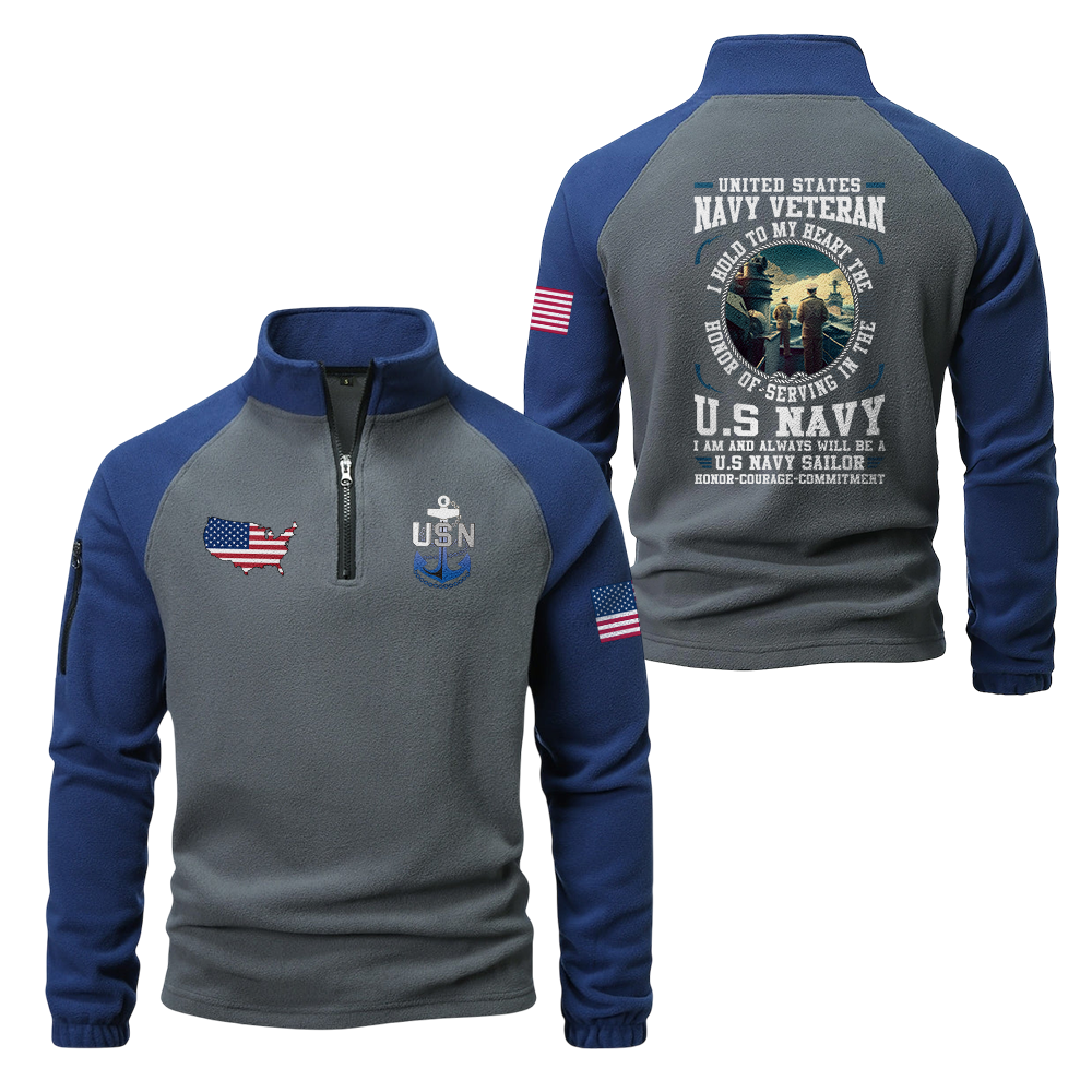 Navy Honor Courage Commitment Half-Zip Raglan Sweatshirt