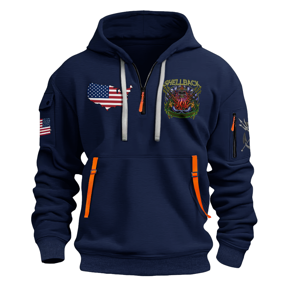Navy Shellback Ancient Order Of The Deep Quarter Zip Hoodie