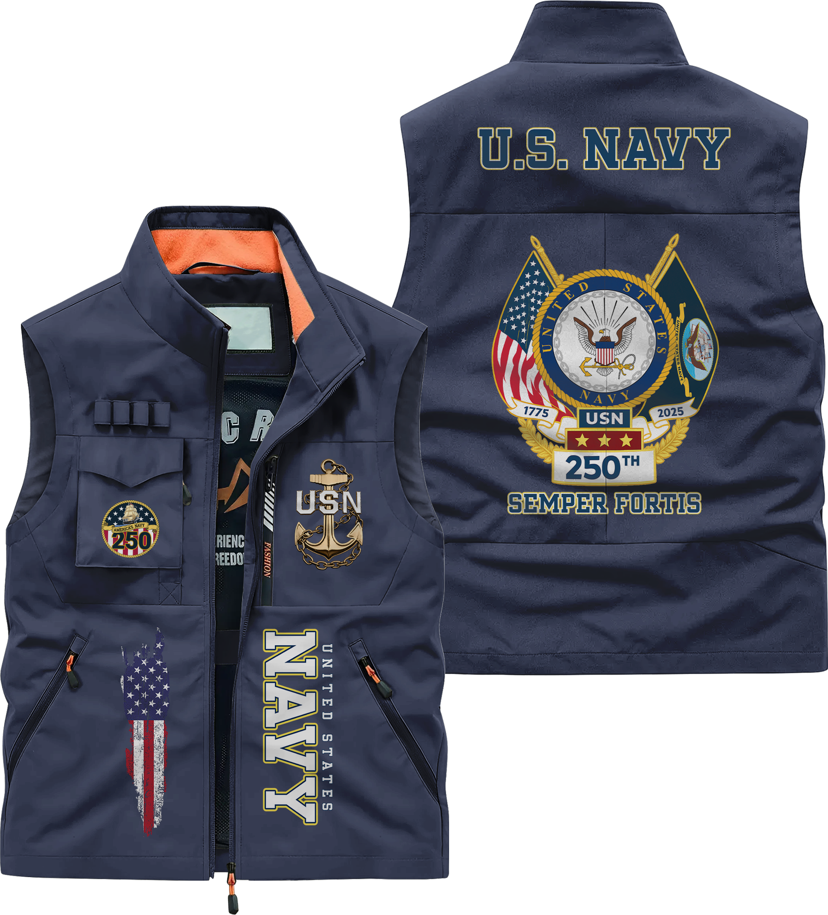 Navy 250th Anniversary Pocket Vest