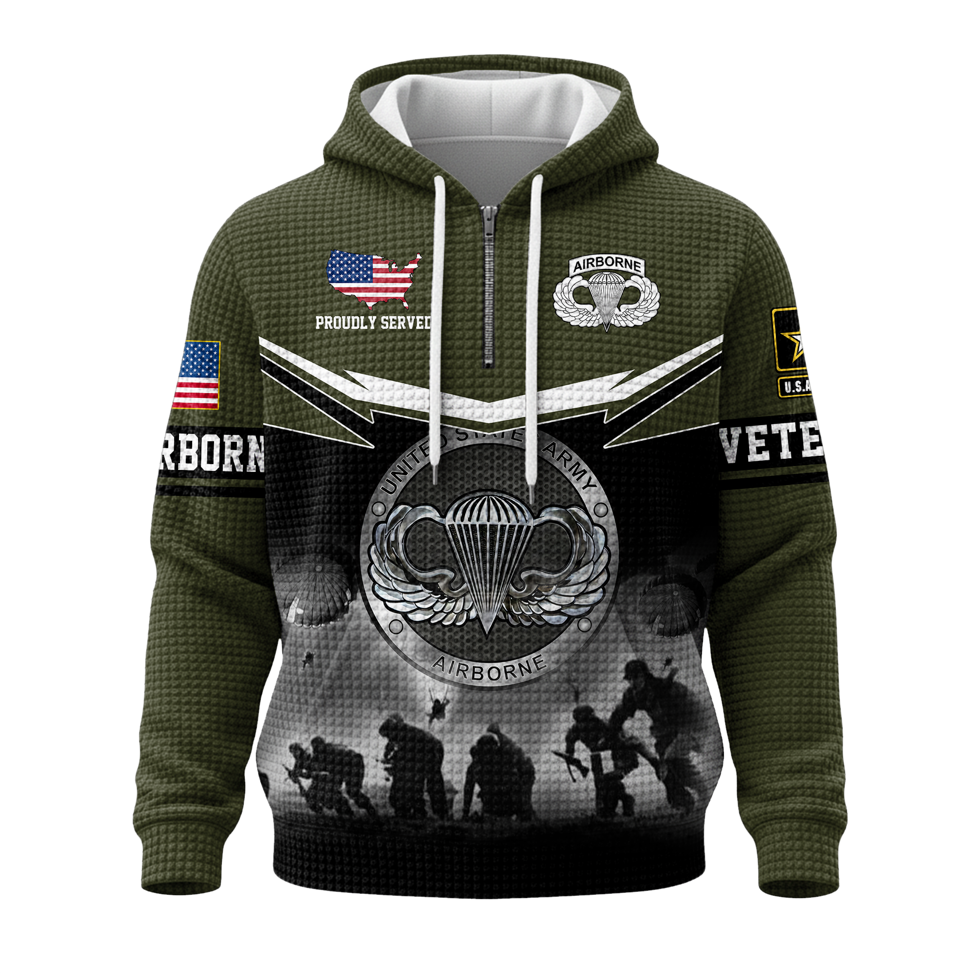 Airborne Death From Above Quarter Zip Waffle Hoodie